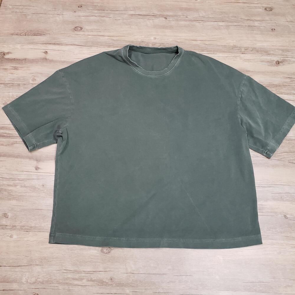 Lululemon Shirt Mens XL Green Solid Relaxed Fit Cotton Blend Crewneck Basic Tee